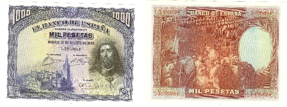 Spain 1000 pesetas 1928 AU